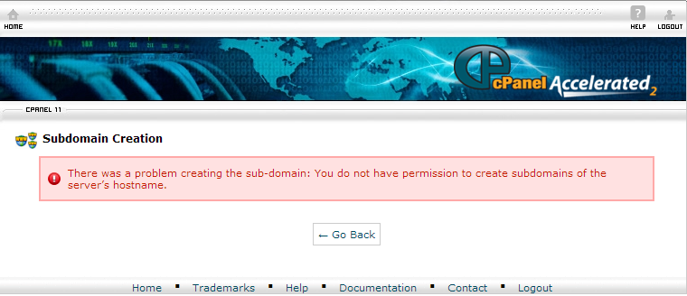 creating subdomains error