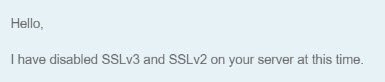 Disable SSLv2, SSLv3 on Site